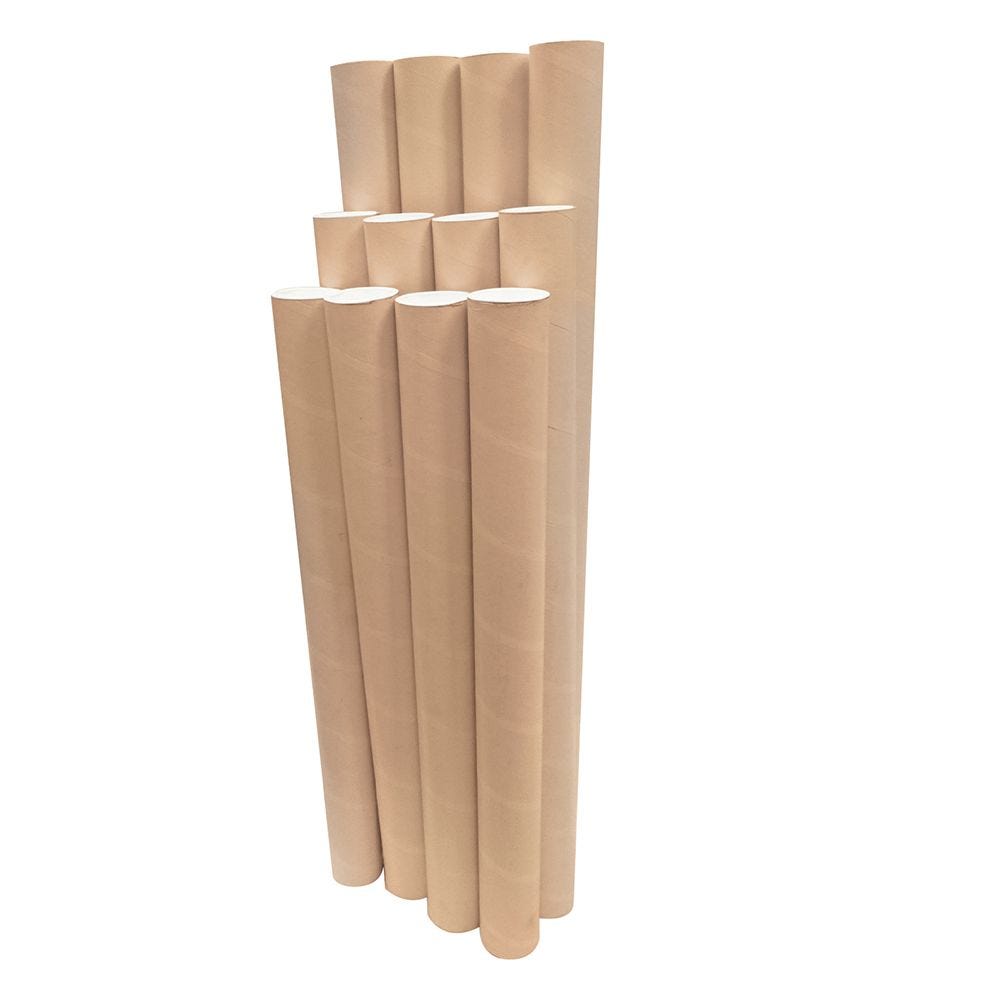 5 x 24 Brown Mailing Tubes With End Caps .125 Gauge