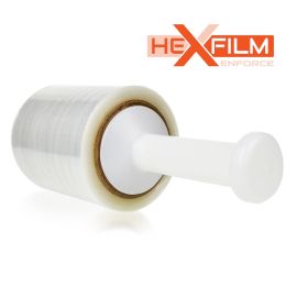 5" x 1000', 80ga, Hexfilm Enforce Cast Hand Film, 1 Plastic Handle/CS, 12 Rolls/CS, 72 CS/Skd
