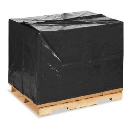 55 x 52 x 60", 1mil Black Poly Pallet Cover with UVI, 100/RL