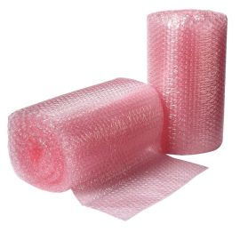 3/16" 12" x 750' Perf 12" Anti-Static Pink Bubble Wrap 4/BDL