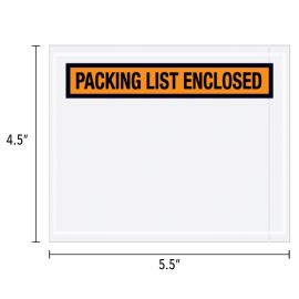 4.5" x 5.5" Packing List Enclosed - Orange 1000/CS