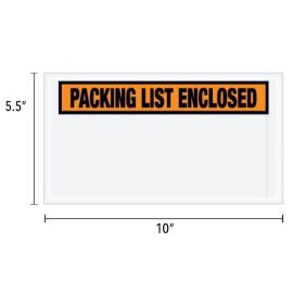 5.5 x 10" Packing List Enclosed - Orange 1000/CS
