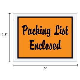 4.5 x 6" Packing List Enclosed - Orange, Full face, 1000/CS