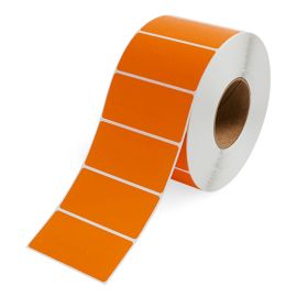 4 x 2" Orange Thermal Transfer Labels, Perf, 3" Core, 3000 Labels/Roll, 4 Rolls/CS