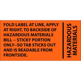 Orange Haz Mat Label 2 x 1" 500/Roll 4" Core