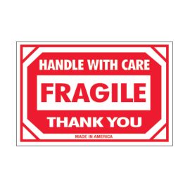 2x3"-"Fragile Handle w/ Care" Red Label 500/RL