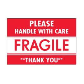 2x3"-"Fragile Please Handle w/ Care" Red Label 500/RL