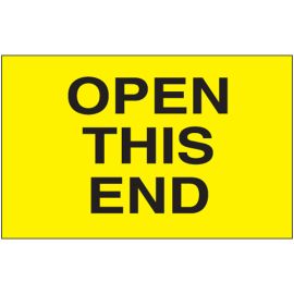 3 x 5 "Open This End" Labels (Fluorescent Yellow) 500/RL