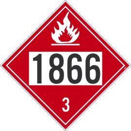 Flammable Resin Solution D.O.T. 4 Digit Placard UN# 1866, 100/PK 10.75" x 10.75"
