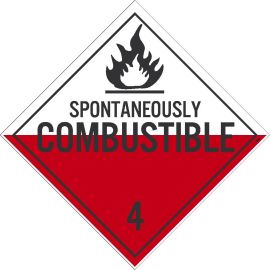 Spontaneously Combustible 4 D.O.T. Placard, 100/PK 10.75" x 10.75"