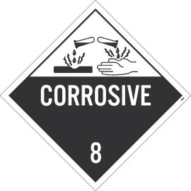 Corrosive 8 D.O.T. Placard, 100/PK 10.75" x 10.75"