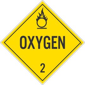 Oxygen 2 D.O.T. Placard, 100/PK 10.75" x 10.75"