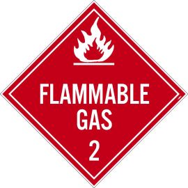 Flammable Gas 2 D.O.T. Placard w/Adhesive, 100/PK 10.75" x 10.75"