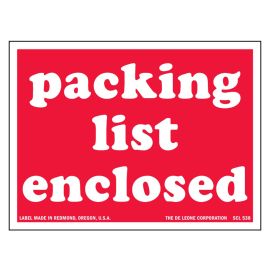 3 x 4" "Packing List Enclosed" Labels 500/RL