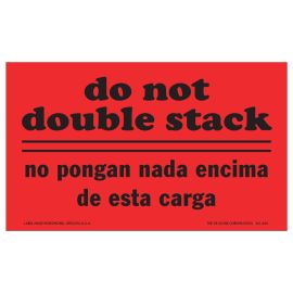 3 x 5" "Do Not Double Stack" Label 500/RL