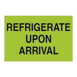 2 x 3" - "Refrigerate Upon Arrival" Fluorescent Green Label 500/RL