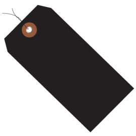 6 1/4 x 3 1/8"  Prewired Vinyl Shipping Tag- Black, 100/CS