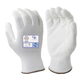 White Nylon Knit PU Palm Dip Gloves 13ga