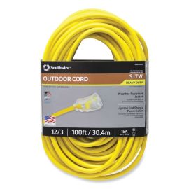 100' Heavy Duty Lighted Extension Cord Yellow