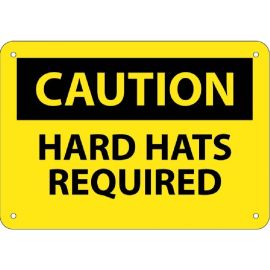 10x14"- Rigid Plastic "Caution Hard Hats Required" Sign