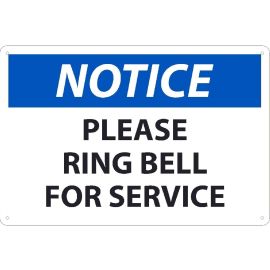 12x18"- Aluminum "Notice Please  Ring Bell for Service" Sign