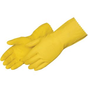 5 PAIRS- Industrial Heavy Duty Natural Rubber Latex Gloves : SIZE -13" Yellow M 