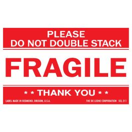 FRAGILE DO NOT CRUSH 1x2 green fluorescent  Warning Sticker Label 500/rl 