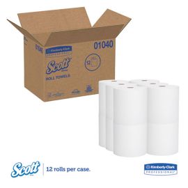 Scott 01040 White Roll Towels 8 x 800' 12 Rolls/CS