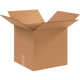 12 1/2 x 12 1/2 x 12" Multi-Depth Corrugated Boxes 25/BDL, 250/Bale