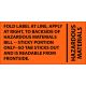 Orange Haz Mat Label 2 x 1