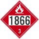 Flammable Resin Solution D.O.T. 4 Digit Placard UN# 1866, 100/PK 10.75