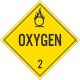 Oxygen 2 D.O.T. Placard, 100/PK 10.75