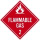 Flammable Gas 2 D.O.T. Placard w/Adhesive, 100/PK 10.75