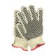 Kevlar/Cotton String Knit Gloves w/ Double-Sided Dots - Small, Red Hem 12/PK